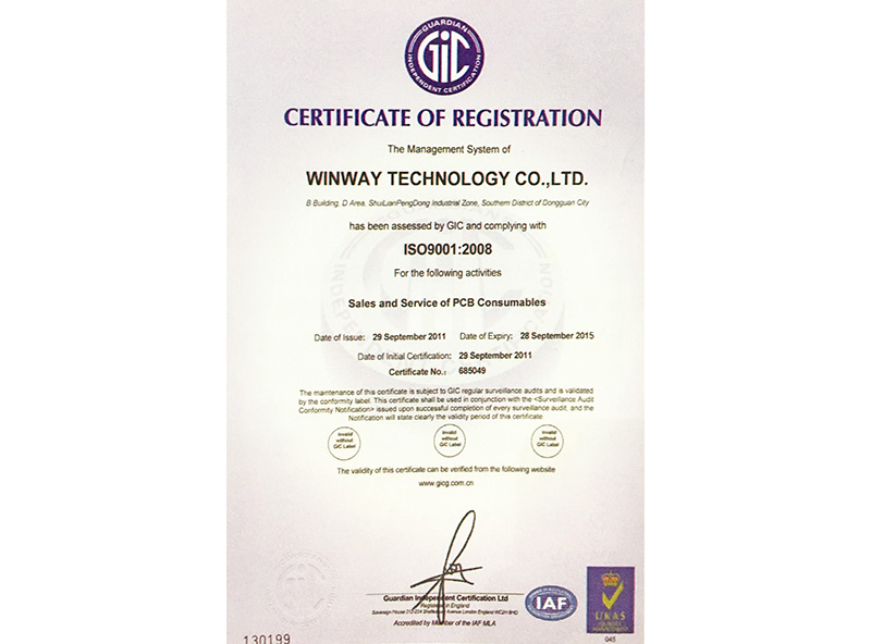 ISO certificate