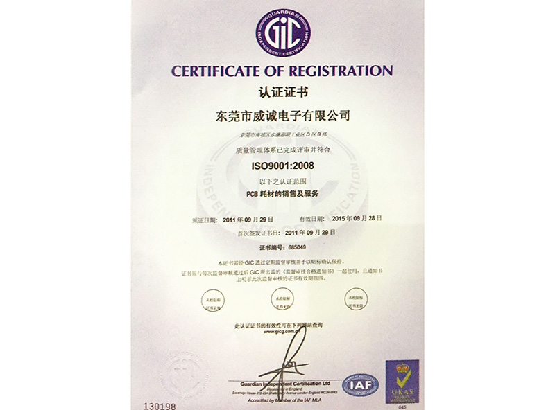 ISO certificate